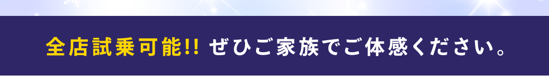 全店試乗可能!! ぜひご家族でご体感ください。